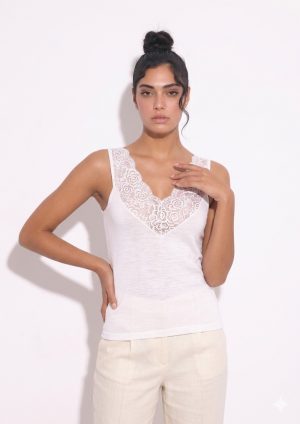 6200 canotta spalla larga con inserto in pizzo a V