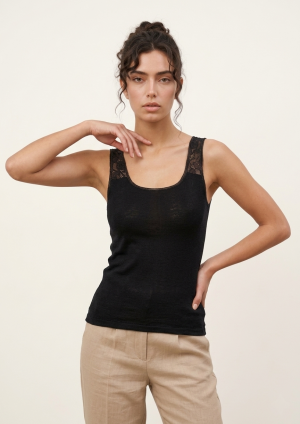 9200 canotta spalla larga con inserto in pizzo sulla spalla